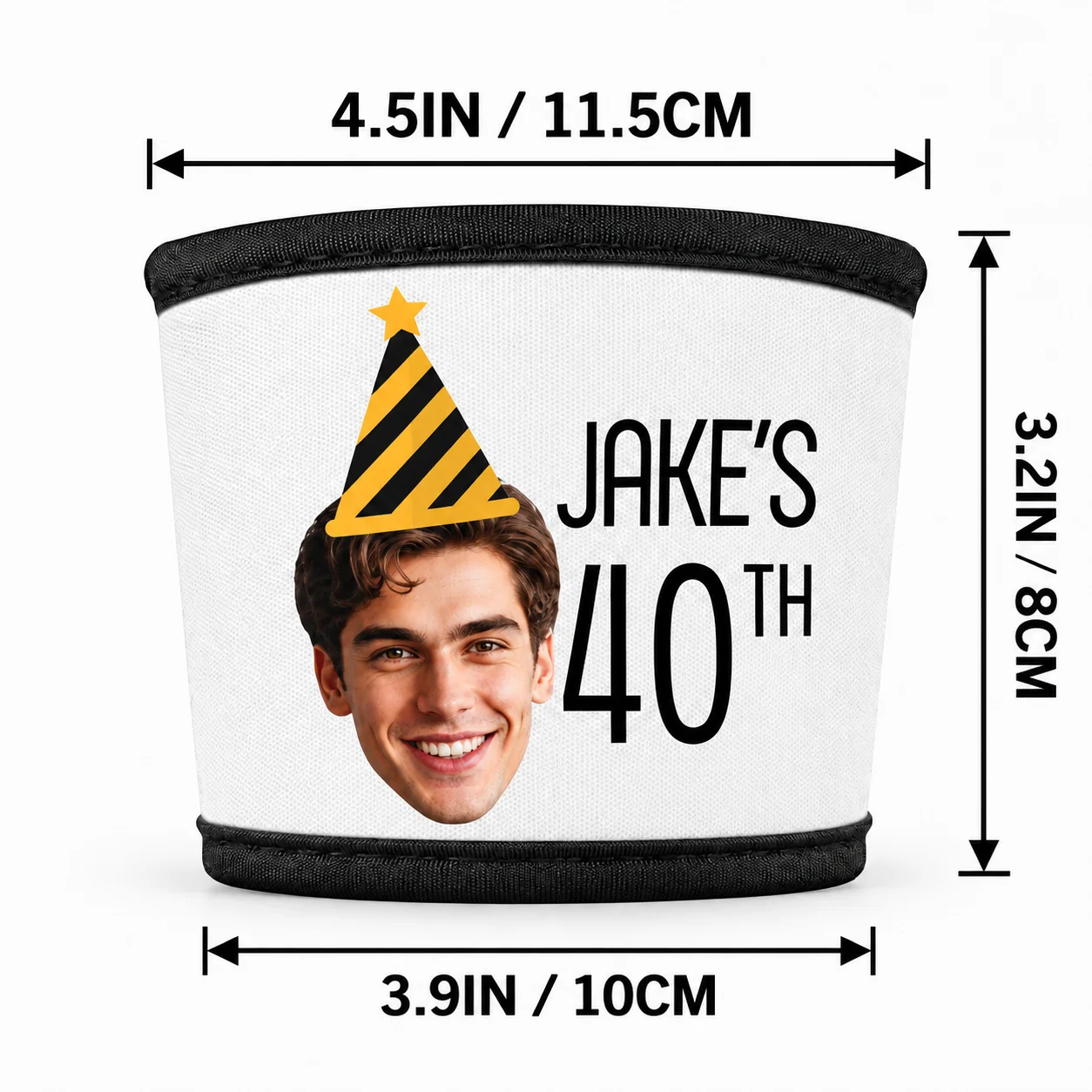 1PC Custom Photo Coffee Cup Sleeve Personalized Drink Holder with Name Age Reusable Insulated Cup Cover for Birthday Party Gift