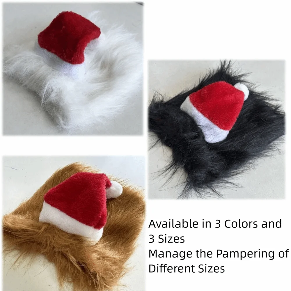 الإبداعية سانتا الكلب القط زي مضحك فروي شعر مستعار للحيوانات الأليفة سانتا كلوز قبعة للكلاب لطيف مع اللحية البيضاء عيد الميلاد الكلب قبعة الحيوانات الأليفة التبعي #4