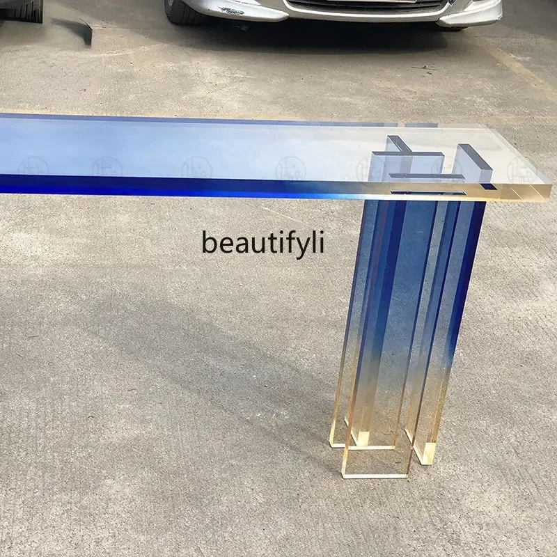 Acrylic Hallway Table Wall a Long Narrow Table Hotel Villa Hallway Corridor Ultra Narrow Modern Minimalist Side View Units