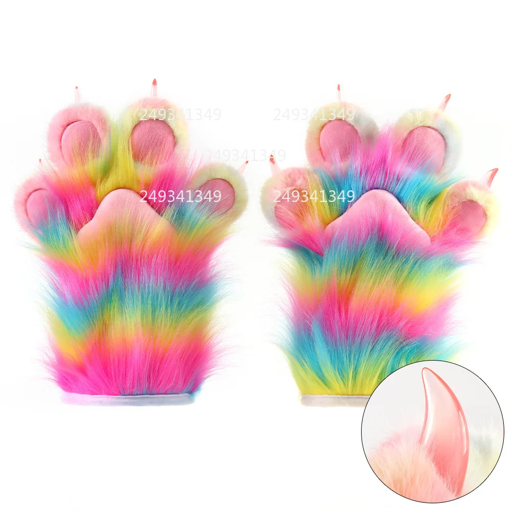 Animal Plush Claws Nails Gloves Cosplay Props Anime Con Stage Costumes Accessories For Woman Party Performance Dress Up Gloves
