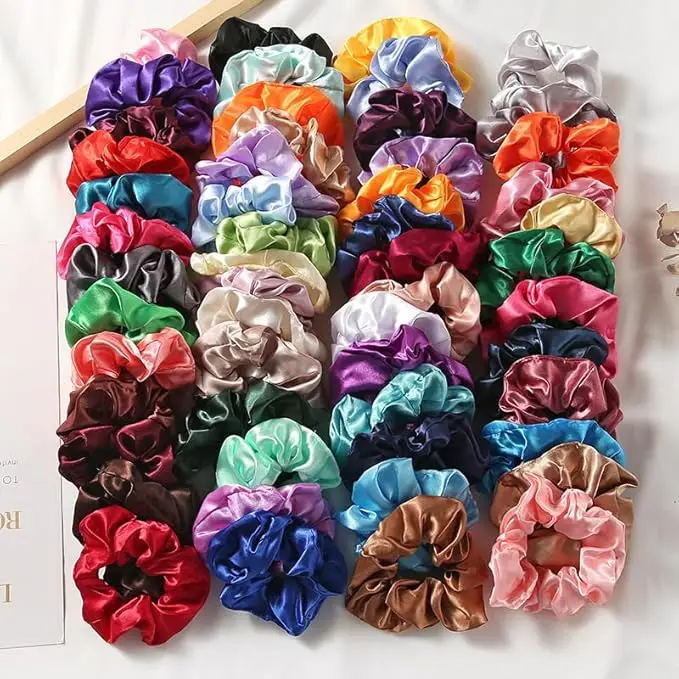 

Satin colon headband Women Girls Ponytail Holders Mini Scrunchies Elastic Hair Bands for Thick Curly Hair Pony Tails Hair Ties