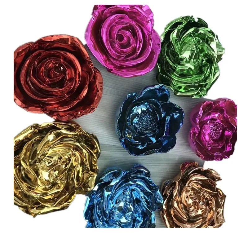Custom Resin Floral Sculpture Color Chrome Plated Model Pattern