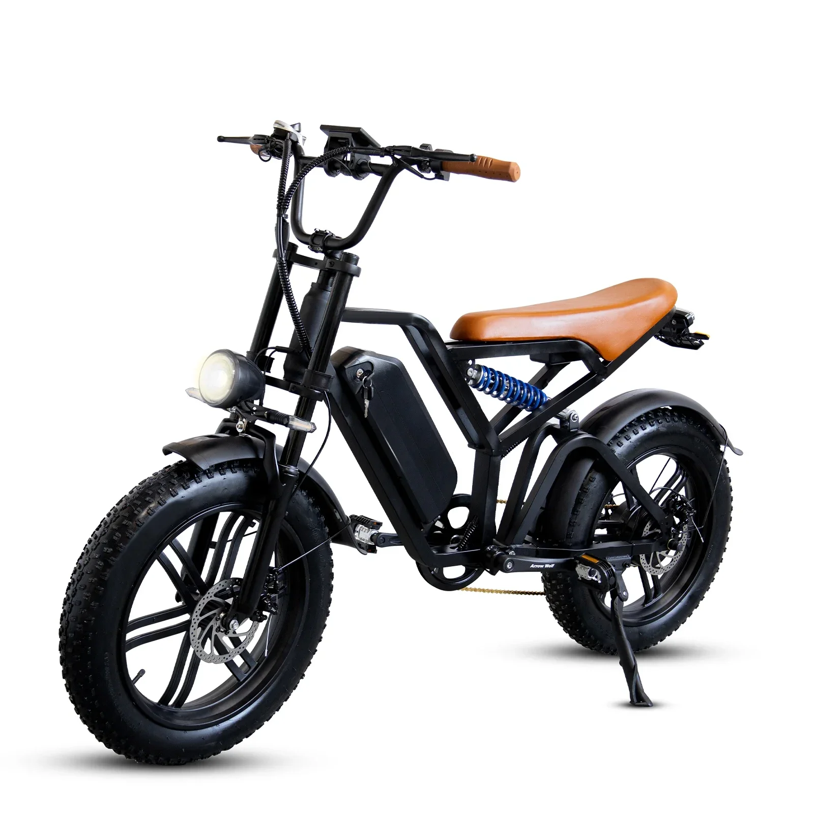 Motorcycle Style Ebike Retro Electric Bicycle 1000W 48V 20Ah Removable Battery 20*4.0 Inch Fat Tire Mountain Off-Road Snow Ebike