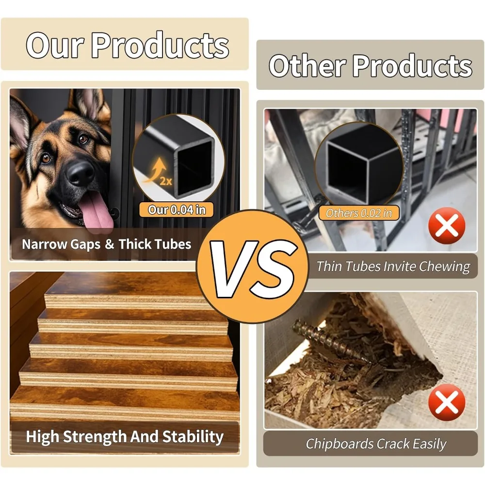 أثاث حديث لقاعدة الكلاب الداخلية للكلاب الصغيرة - أنبوب فولاذي مقاوم للمضغ، بيت على شكل طاولة نهائية مع ميزات منزلية