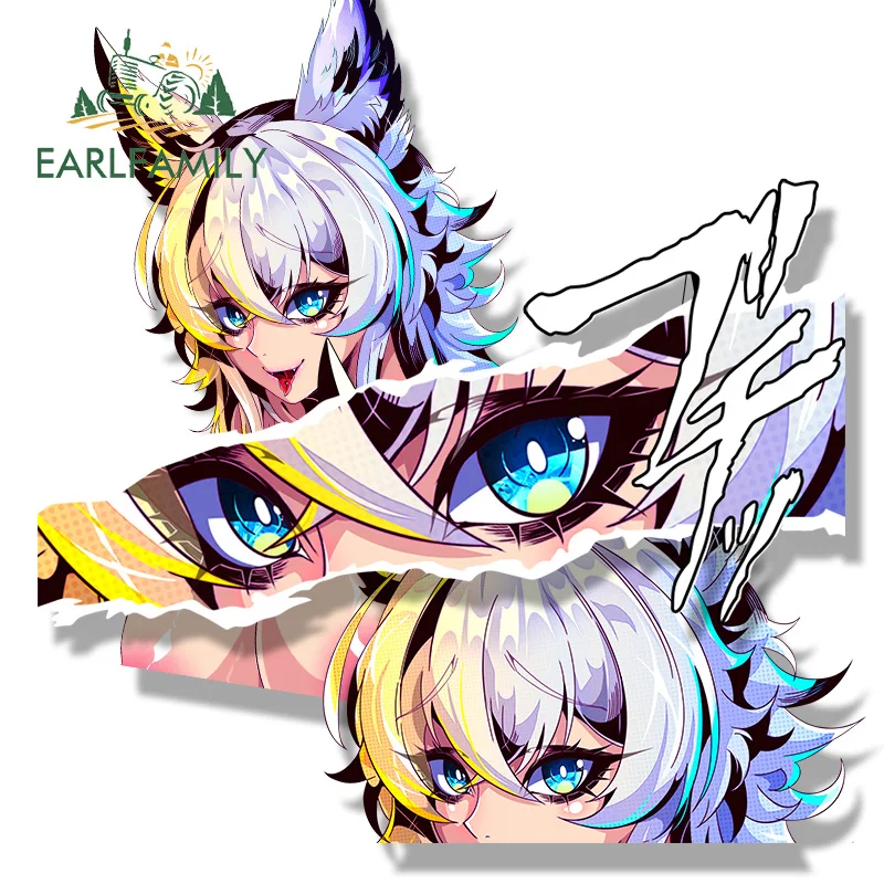 EARLFAMILY Gyaru Furry Girl Car Sticker Hot Original Sketch Waifu Decal JDM Cartoon Peek Girl Graffiti Stickers Car Accessories