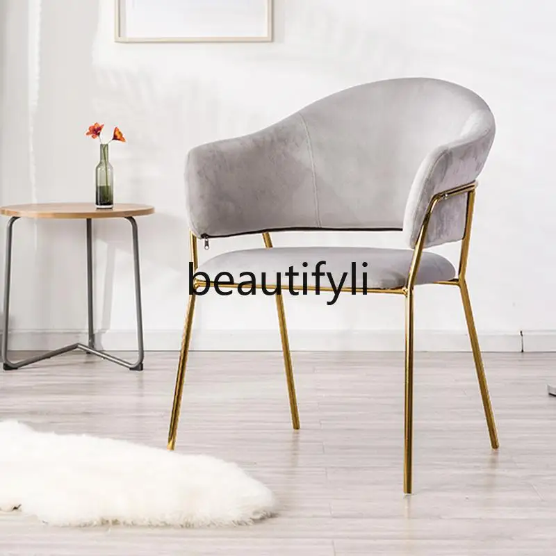 

European-style Hotel Dining Chair Postmodern Minimalist Makeup Chair Light Luxury Iron Art Milk Tea Shop Chair