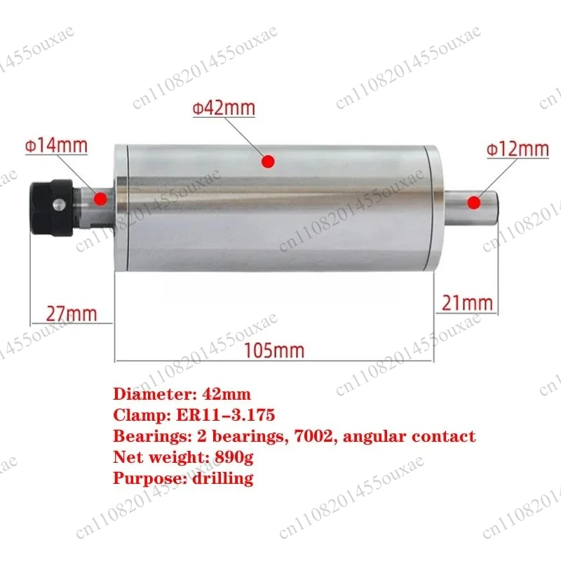 ER11 42mm Unpowered Mechanical Spindle Shaft High Precision Idle Rotating Spindle Accessory For CNC Engraving Milling Machine