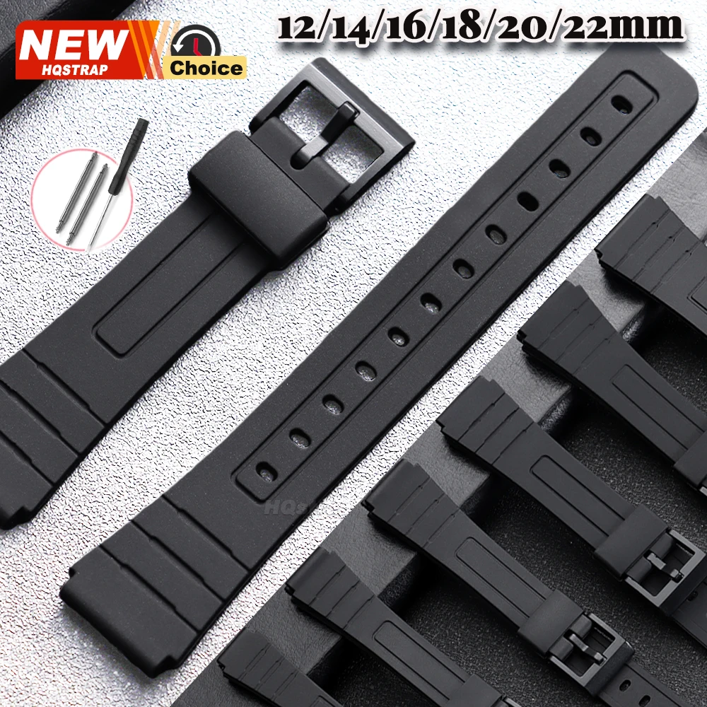 Correa de goma Universal para reloj Casio, correa de silicona de 18mm, 12mm, 14mm, 16mm, 22mm y 20mm para mujeres y hombres, pulsera impermeable