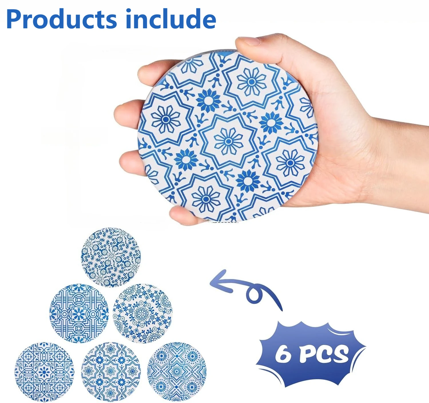 1pc/set Ceramic & Cork Coasters for Blue and White Porcelain for Living Room Family Party Kitchen Outdoor Use Decor All Occasio