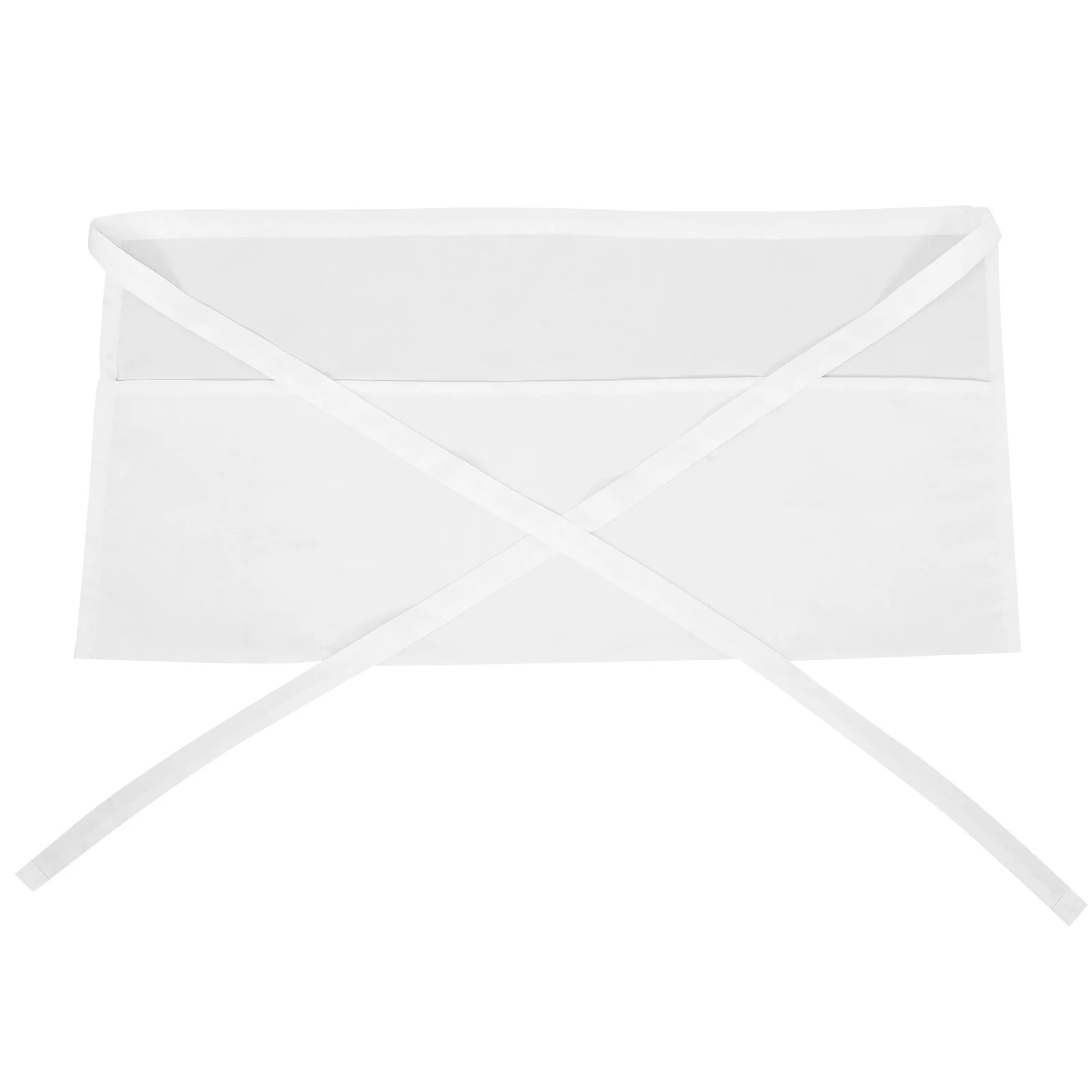 

White Half Apron 3 Pockets Waterproof Polyester For Waiter Restaurant Staff Kitchen Cooking Baking Bartender Workwear