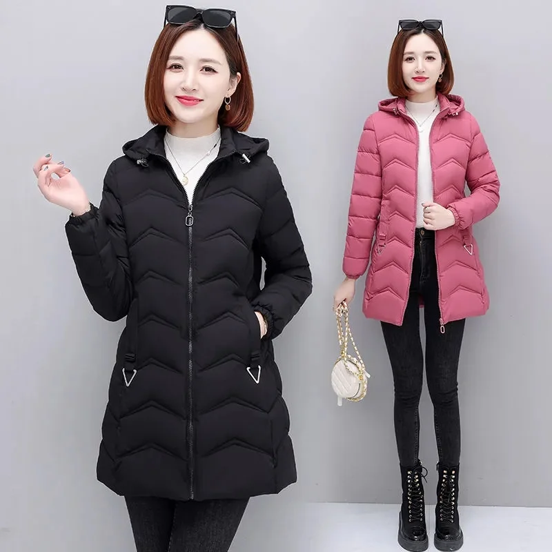 2023 Down Cotton Coat Oversized 6XL Fitting Cotton Jacket Women\'s long Mother\'s Winter Outfit Korean Fashion Cotton Jacket Femal