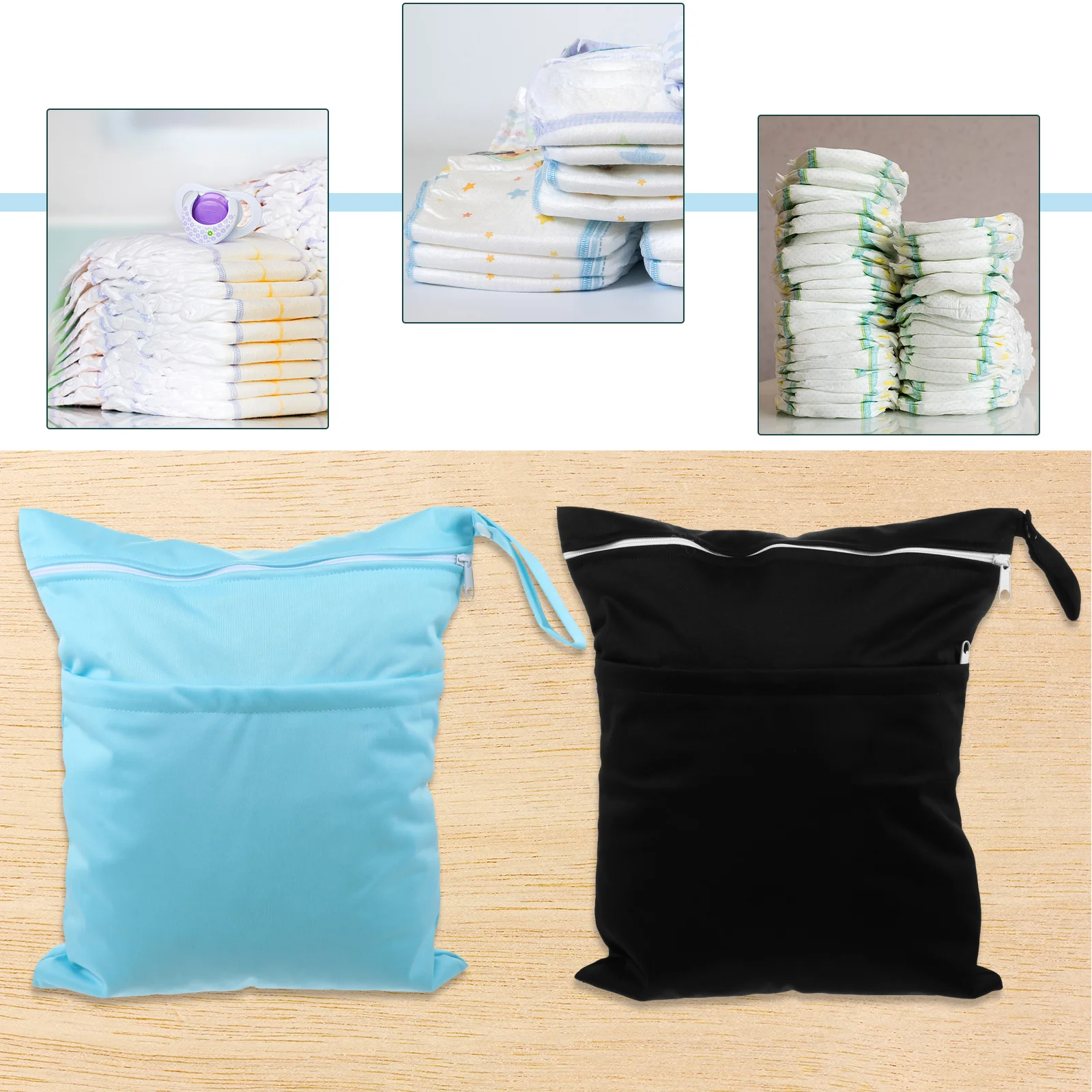 2Pcs 아기 기저귀 파우치 가볍고 세탁 가능하며 다양한 용도로 사용할 수 있는 세련된 두 개의 포켓 디자인 유아용 기저귀 가방