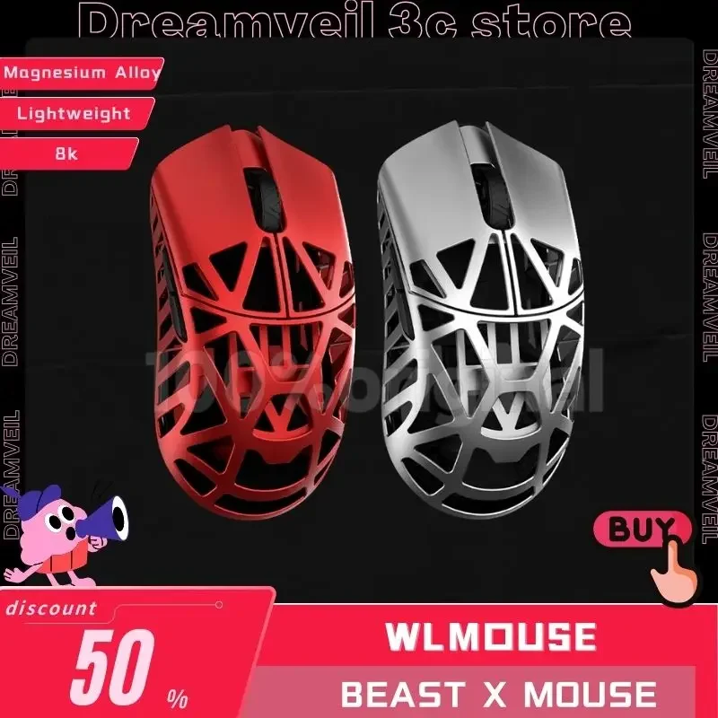 

New Wlmouse Beast X Mouse With 8k Receiver Lightweight Mouse PAW3395 Magnesium Alloy Mouse 26000DPI Esports Gaming Mouse Custom