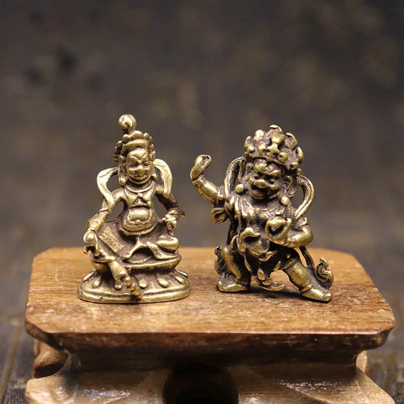 Copper Nepal Mahakala Buddha Miniatures Figurines Ornaments Home Decorations Accessories Retro Brass Buddha Statue Desk Decor