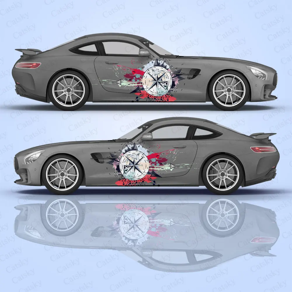 Compass Printing Custom Car Wrap Protect Sticker Car Decal Creative Sticker Car Vinyl Appearance Modification Decorative Sticker