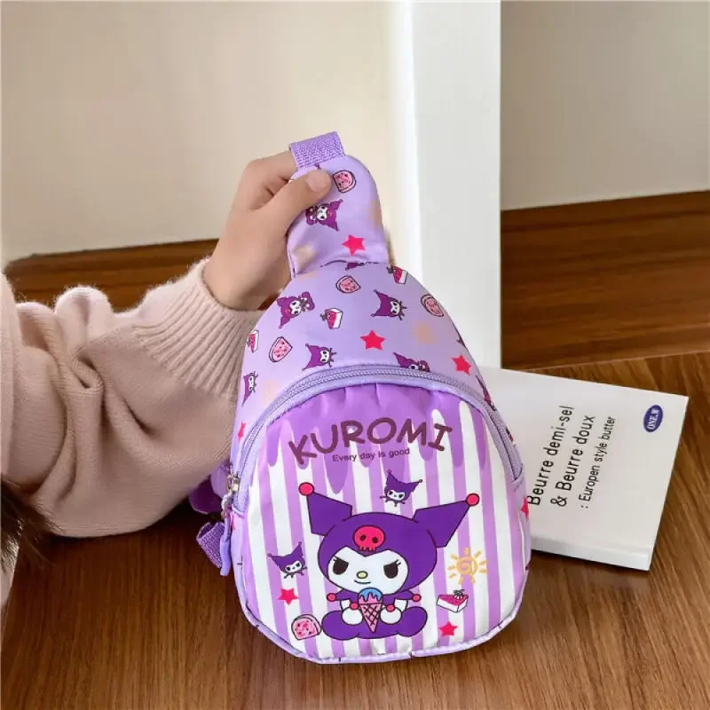 حقيبة صدر خفيفة الوزن للأطفال برسوم كارتونية كرتونية من سانريو، حقيبة كروس عصرية وشعبية بنمط جديد للفتيات، حقيبة ميلودي لرياض الأطفال