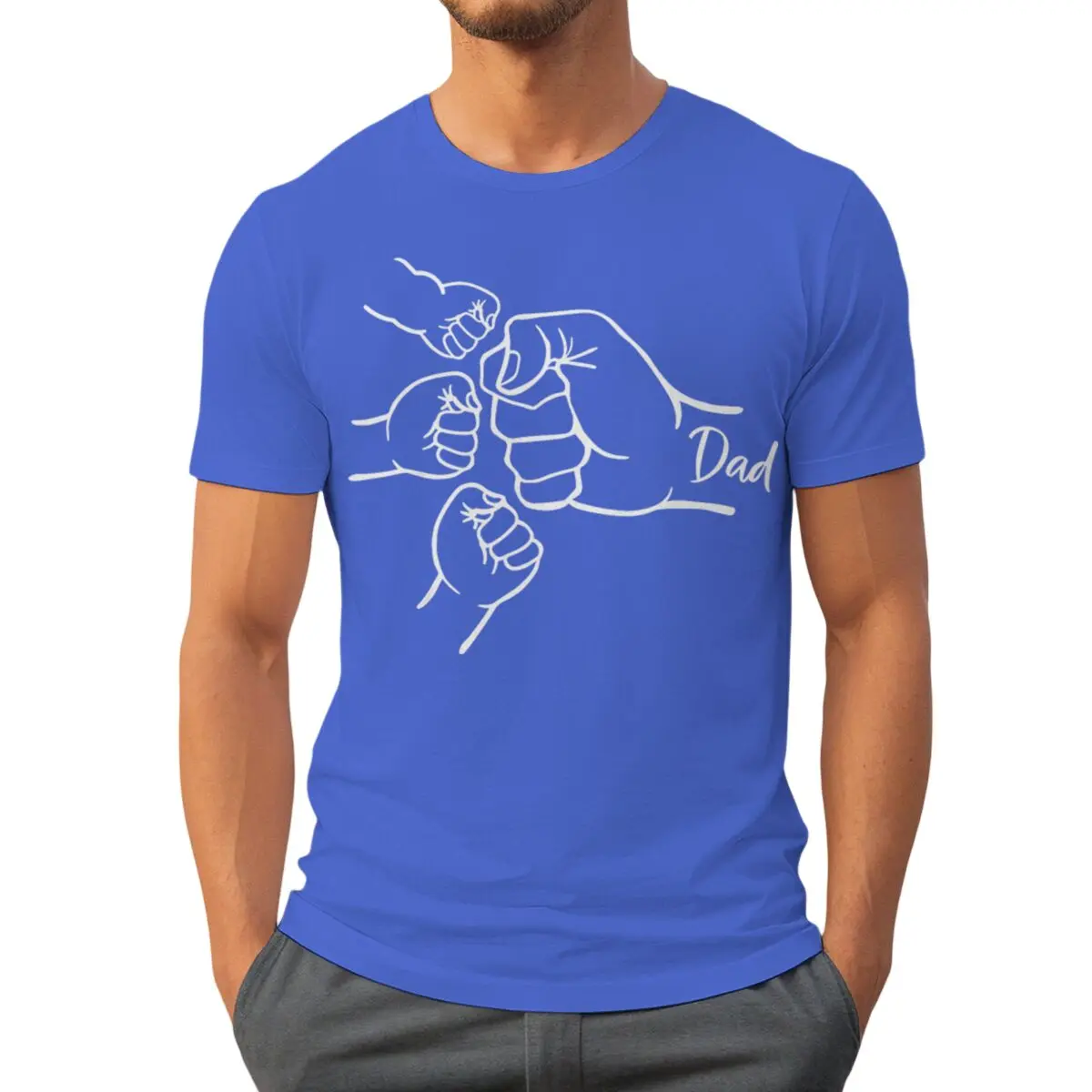 Hand Drawn Daddy Child Fist Bump Print T Shirt Men Fun Fathers Day Gifts Streetwear Short Sleeve Crewneck Shirt for Daddy