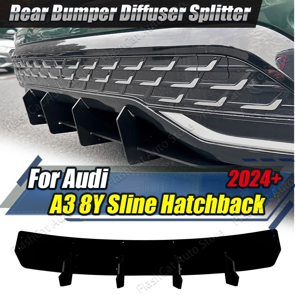 a3-8v-car-lower-spoiler-diffuser-splitters-tunning-rear-bumper-lip-4-fin-shark-style-for-audi-a3-8v-sline-hatchback-2024-2025
