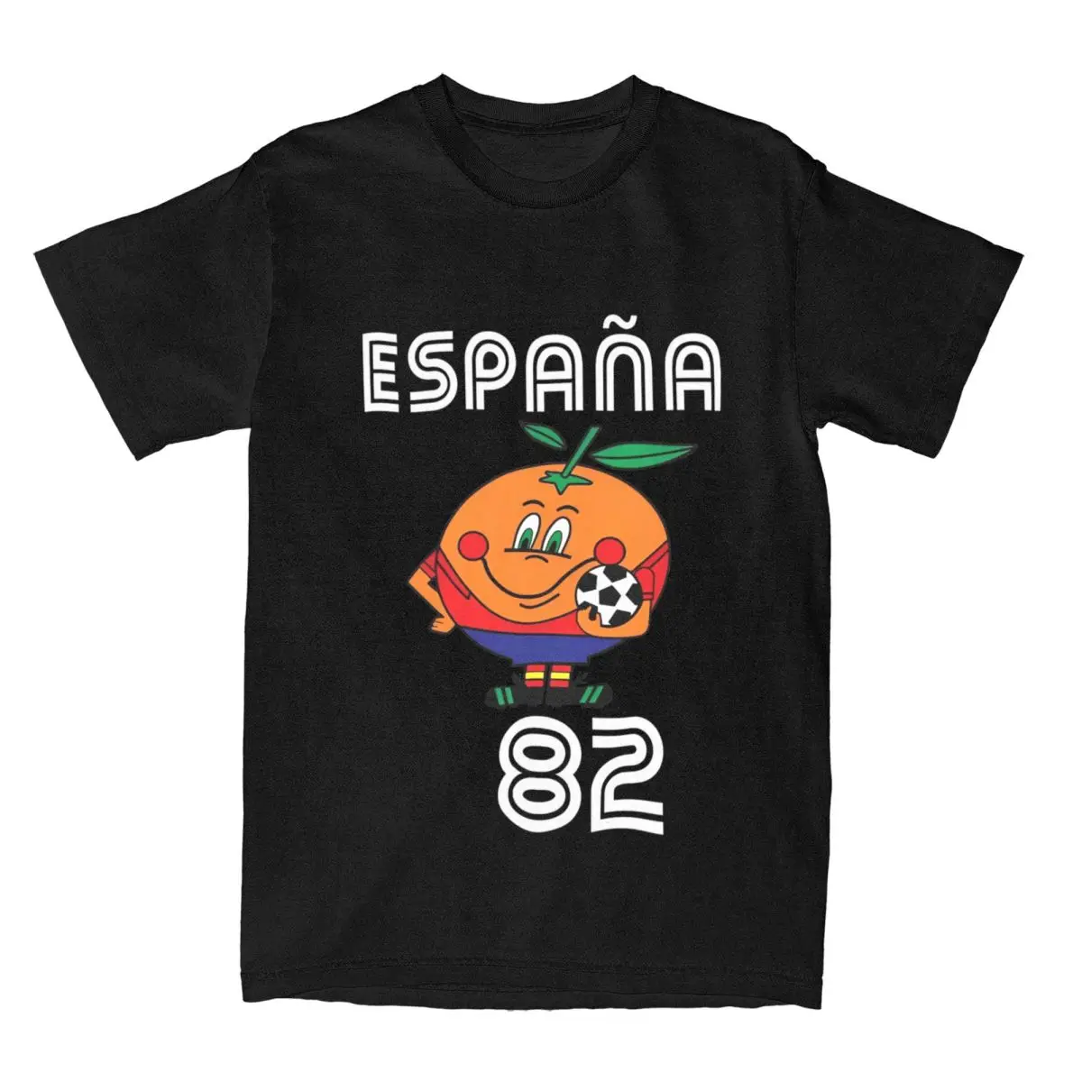

The Latest Men Women T-Shirt Naranjitos 100_ Cotton Tee Shirt Espana 82 Spain Mascot 1982 Soccer Football T Shirts Clothing