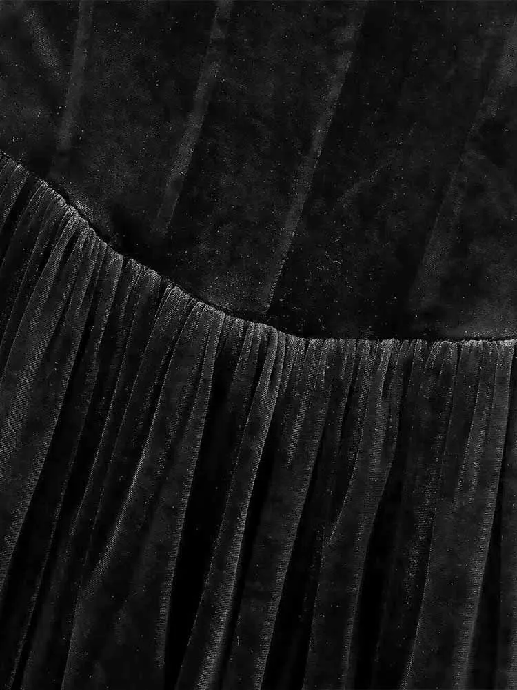 النمط الأوروبي والأمريكي الخريف والشتاء تصميم الملابس النسائية الجديدة العصرية والبسيطة فستان على طراز مشد مخملي #5