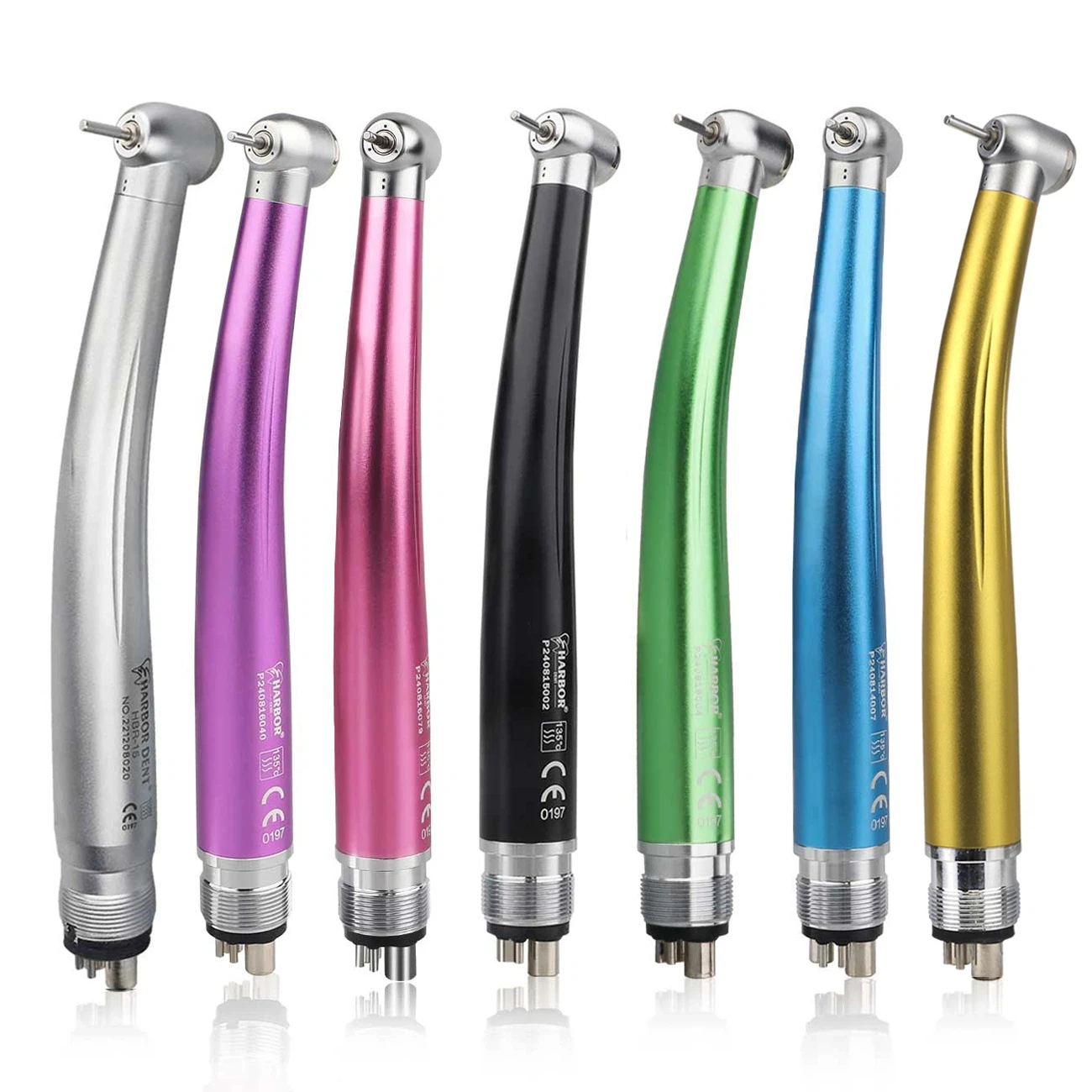 SQDENT Colorful High Speed Handpiece Air Turbine B2 M4 Ceramic Bearing Single Water Spray Standard Head Push Button Handpiece