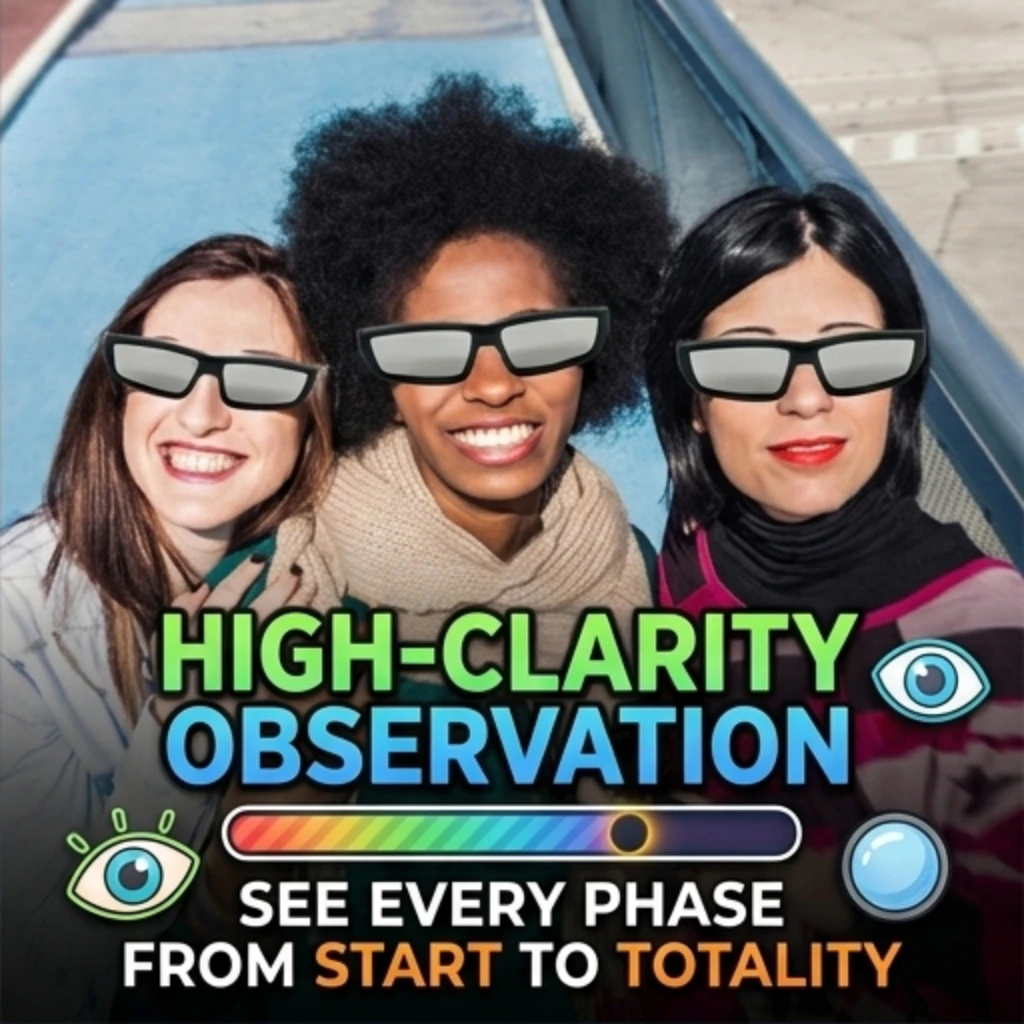 Safe Solar Eclipse Glasses Plastic Frame Professional Solar Viewer Shade For Direct Sun Observation Total Eclipse Eyewear image 3
