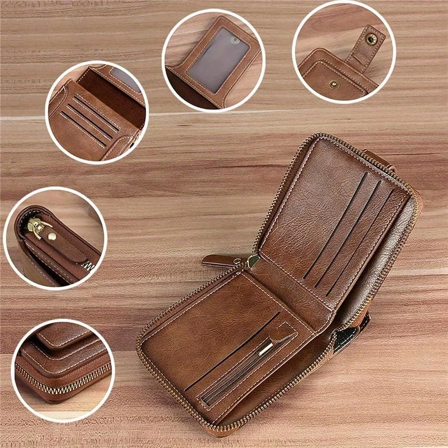 Personalized Men Wallet, Custom Engraved Birthday/Anniversary Wallets for Men Synthetic Leather Bifold Unique Customized Gift