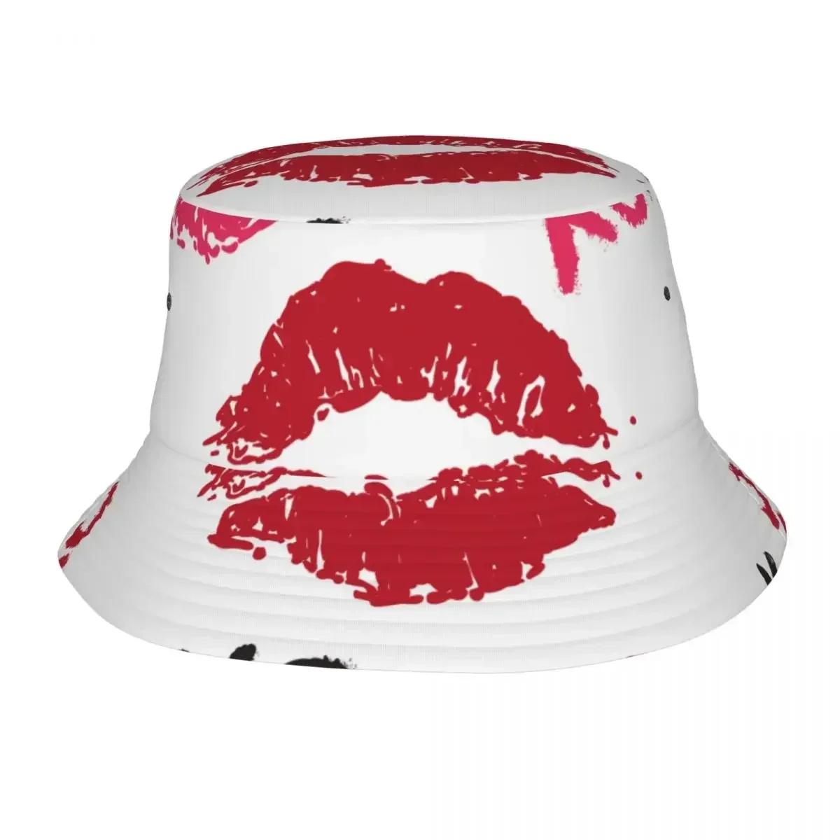 New Fashion Bucket Hats Fisherman Caps For Women Men Gorras Summer Fashion Glossy Kiss Lips Imprint Mouth Rouge Lips Red Lips