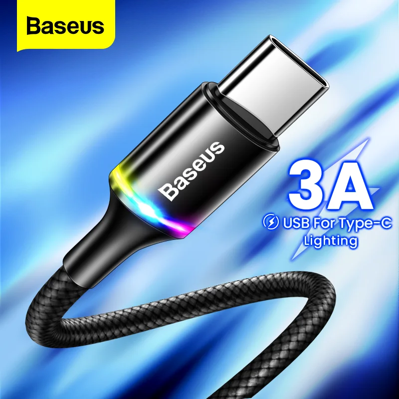 Baseus USB Type C Cable 3A Fast Charging For Samsung S22 S21 Xiaomi Mi Poco USB-C Charger Data Wire Corde Mobile Phone Cable 3m 