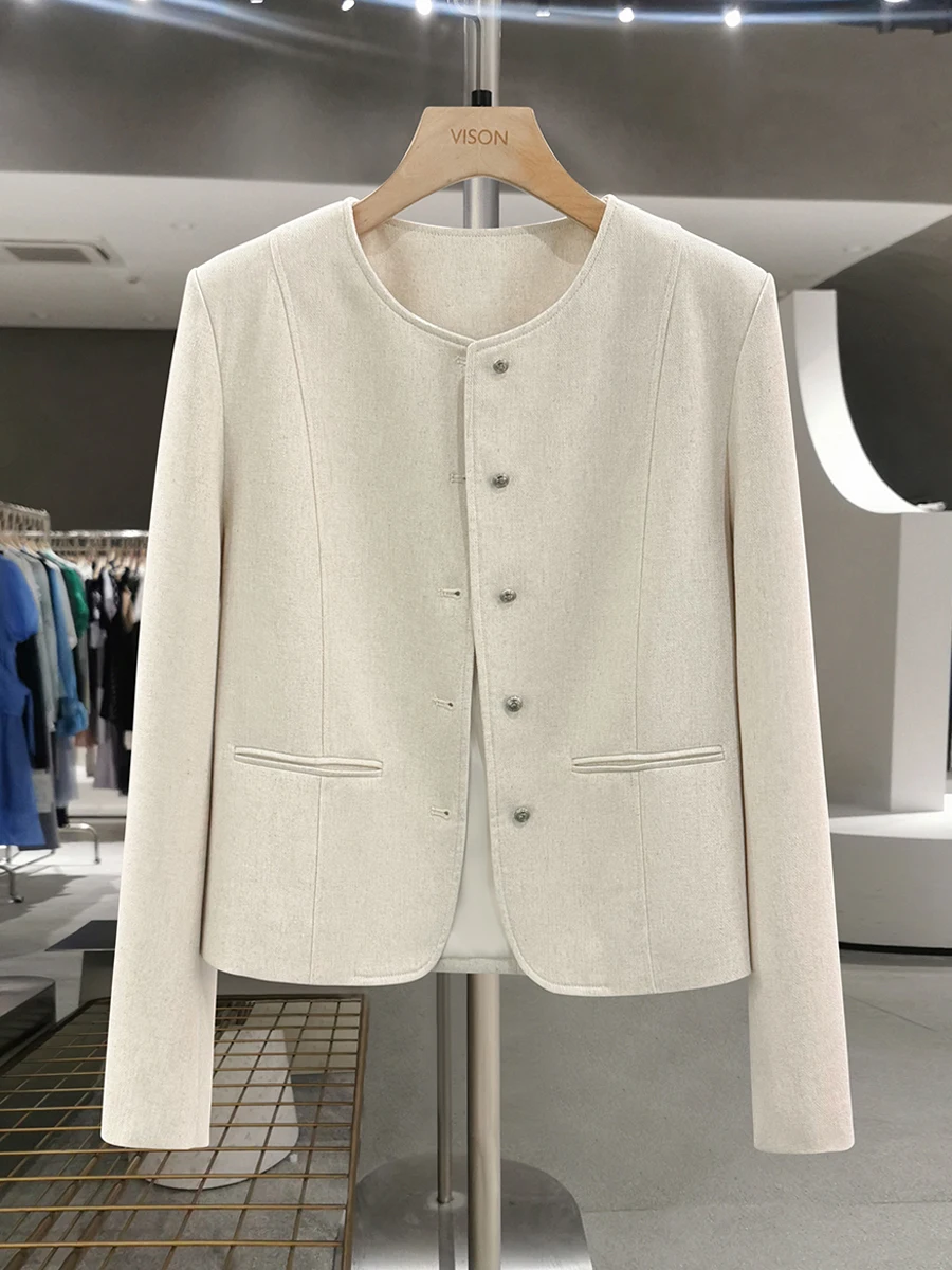 

Beige Sle Women's Jaet Spring Autumn 2025 New High-end Korean Simple ort Top Match All Straight Tube Design