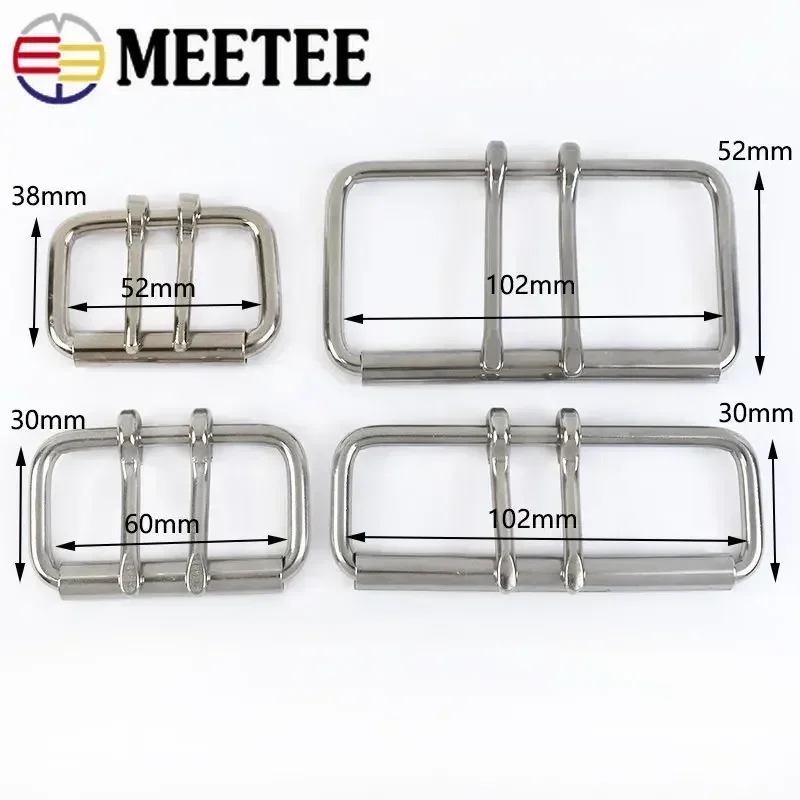 1/2/3Pcs Stainless Steel Belt Buckle for Men Double Needle Metal Pin Buckles Head Bag Webbing Clasp DIY Hardware Accessories