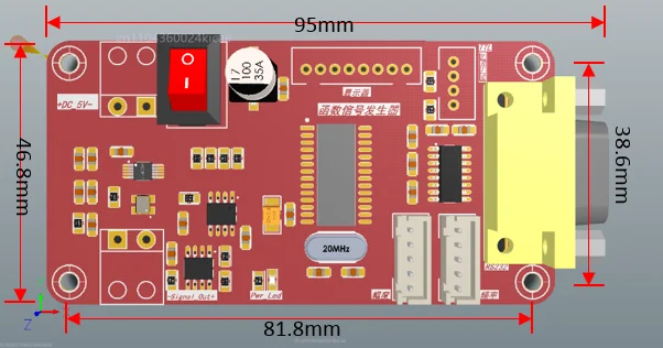 وحدة مولد إشارة وظيفة DDS (موجة جيبية، موجة مثلثة، موجة مربعة) التحكم التسلسلي TTL/485/232