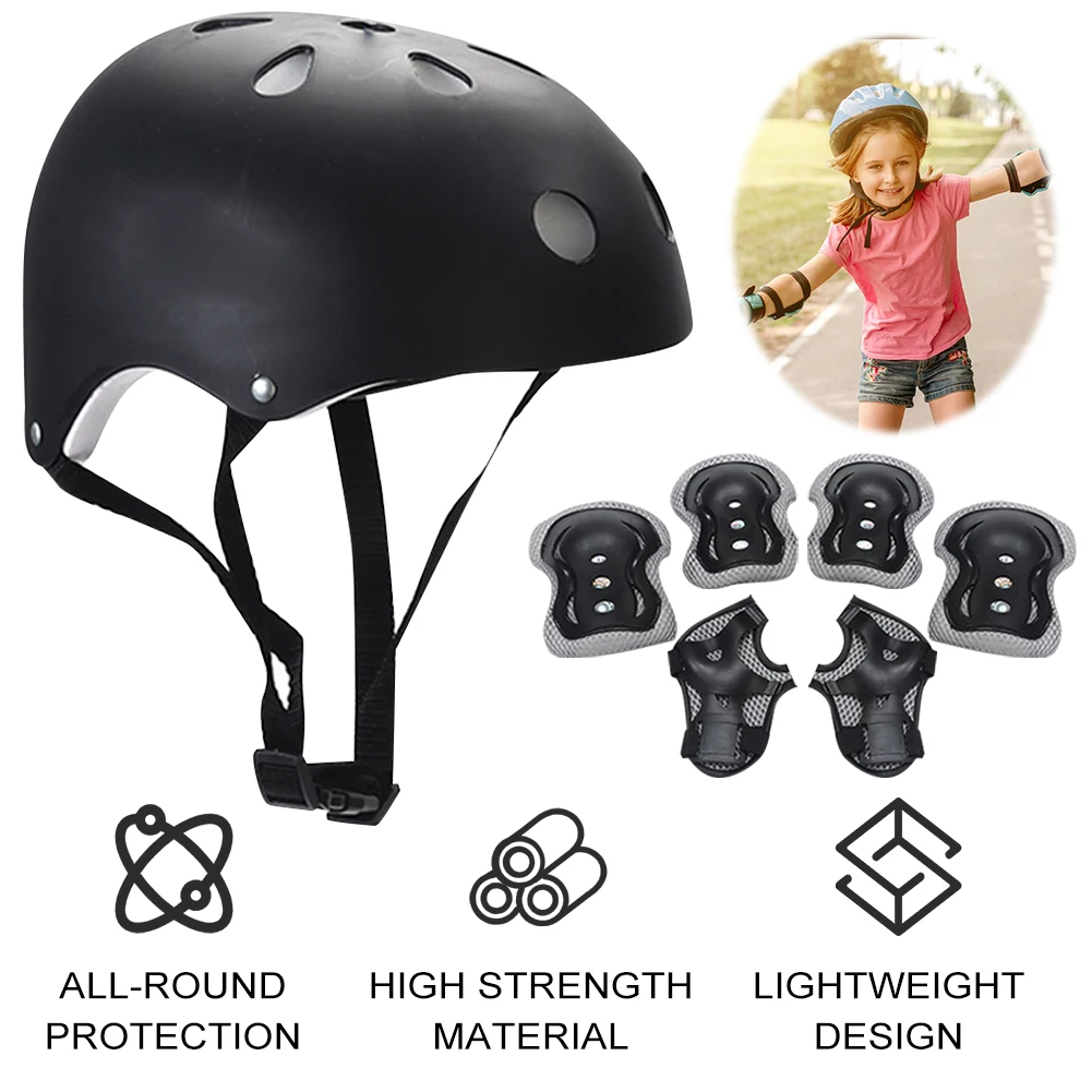 7PCS Kids Skateboard Scooter Helmet Bicycle Sport Protective Gear Set Knee Elbow Pad with Wrist Guards for Boys Girls Skiing