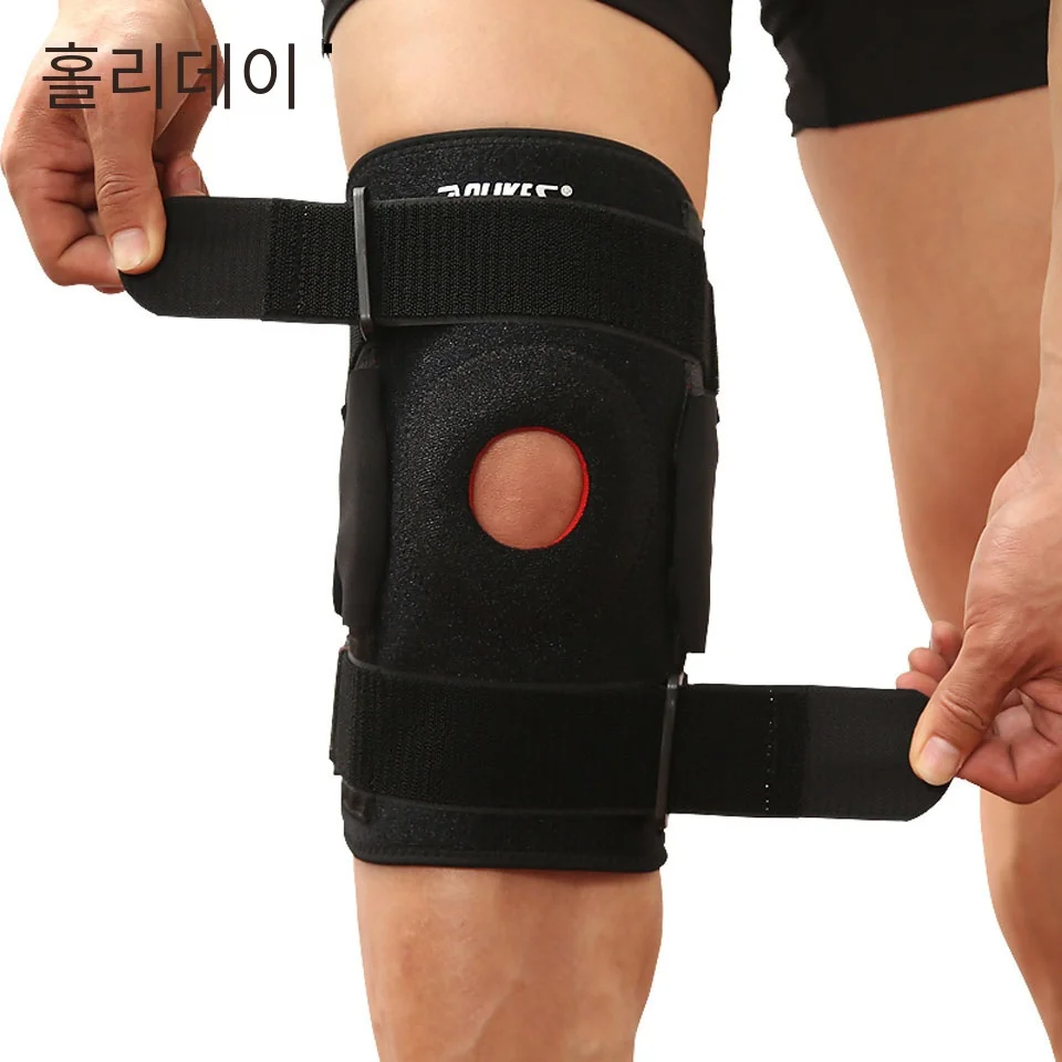 AOLIKES 1PCS Hiking Cycling Knee Support Protector With Removeble Aluminum Plate 4 Straps For Mountaineering Knee Joint Restore