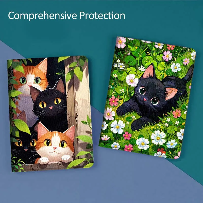 

Cute Black Cat Flowers Gift For Huawei MediaPad T5 T10s M6 M5Lite SE Honor Tab 5 6 7 V7 V8 X8a X9a Pro Soft Tablet Case