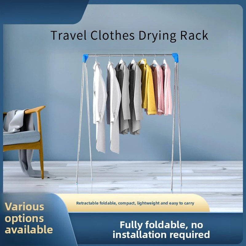 

Collapsible Floor Stand Clothes Hanger Clothes Drying Rack Adjustable Angle Coat Hanger for Home Camping Travel Outdoor Storage