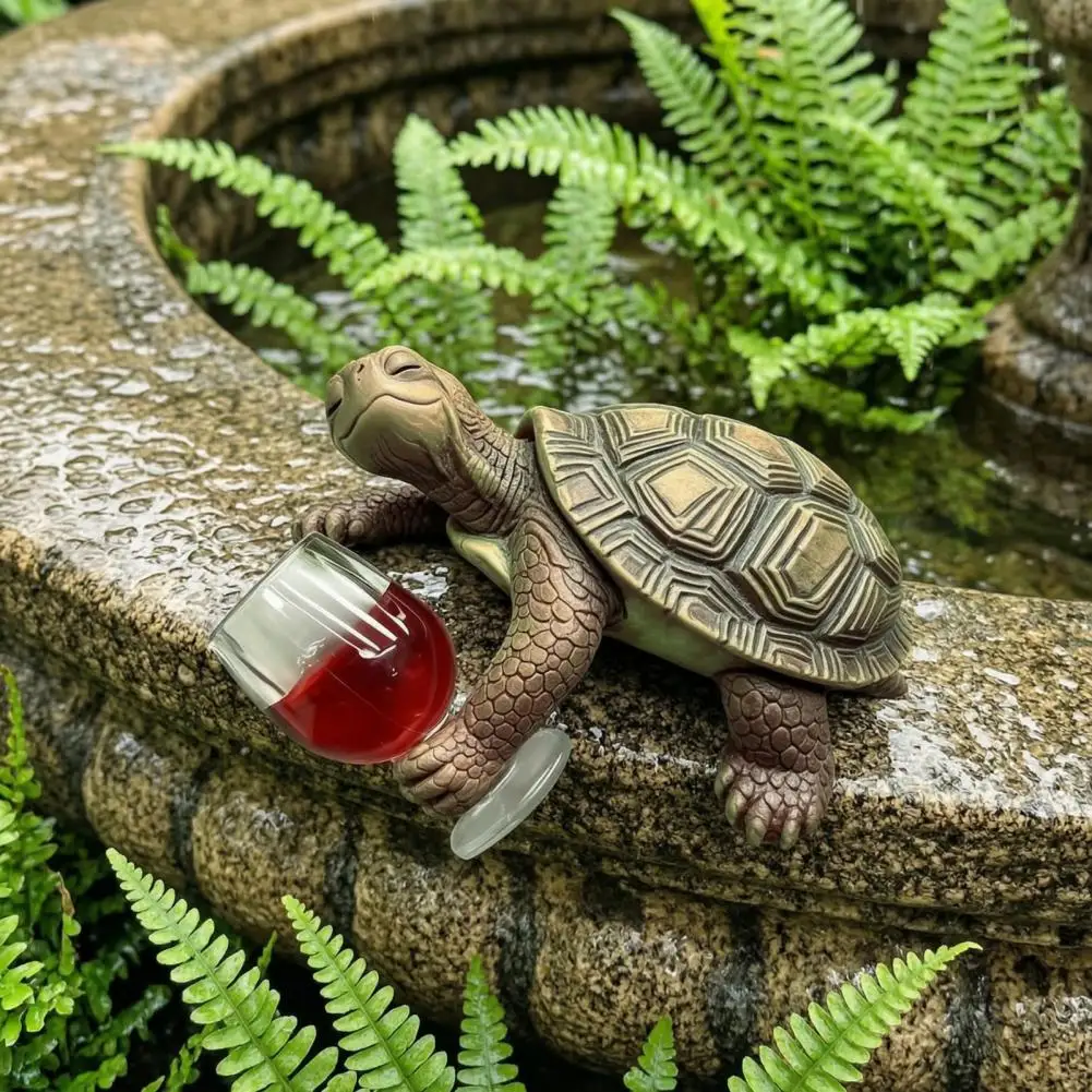 Small Plant Hanger Resin Figurine Wine Drinking Turtle Figurine Resin Plant Pot Hanger Flowerpot Edge Decoration Statue for Home