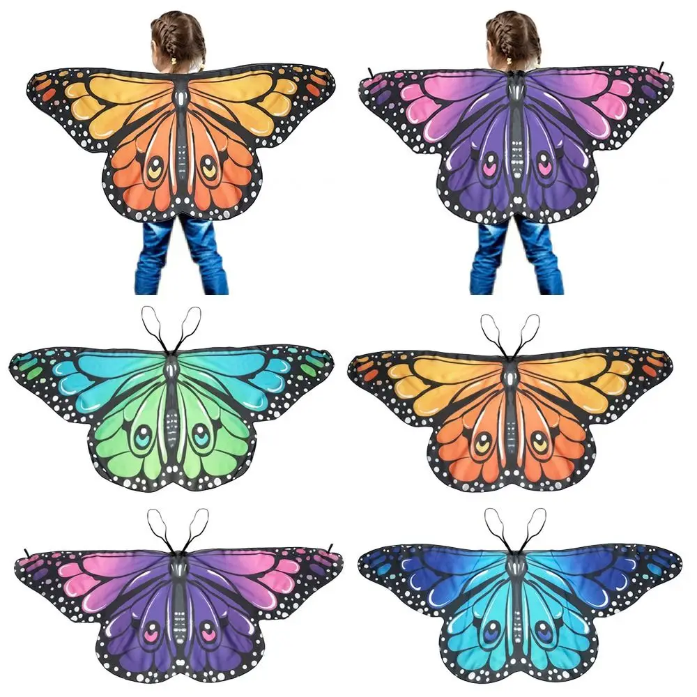 1pc Kids Butterfly Wings Cape Girls Fairy Shawl Pixie Cloak Shoulder Straps Fancy Dress Costume Gift Party DIY Decorations