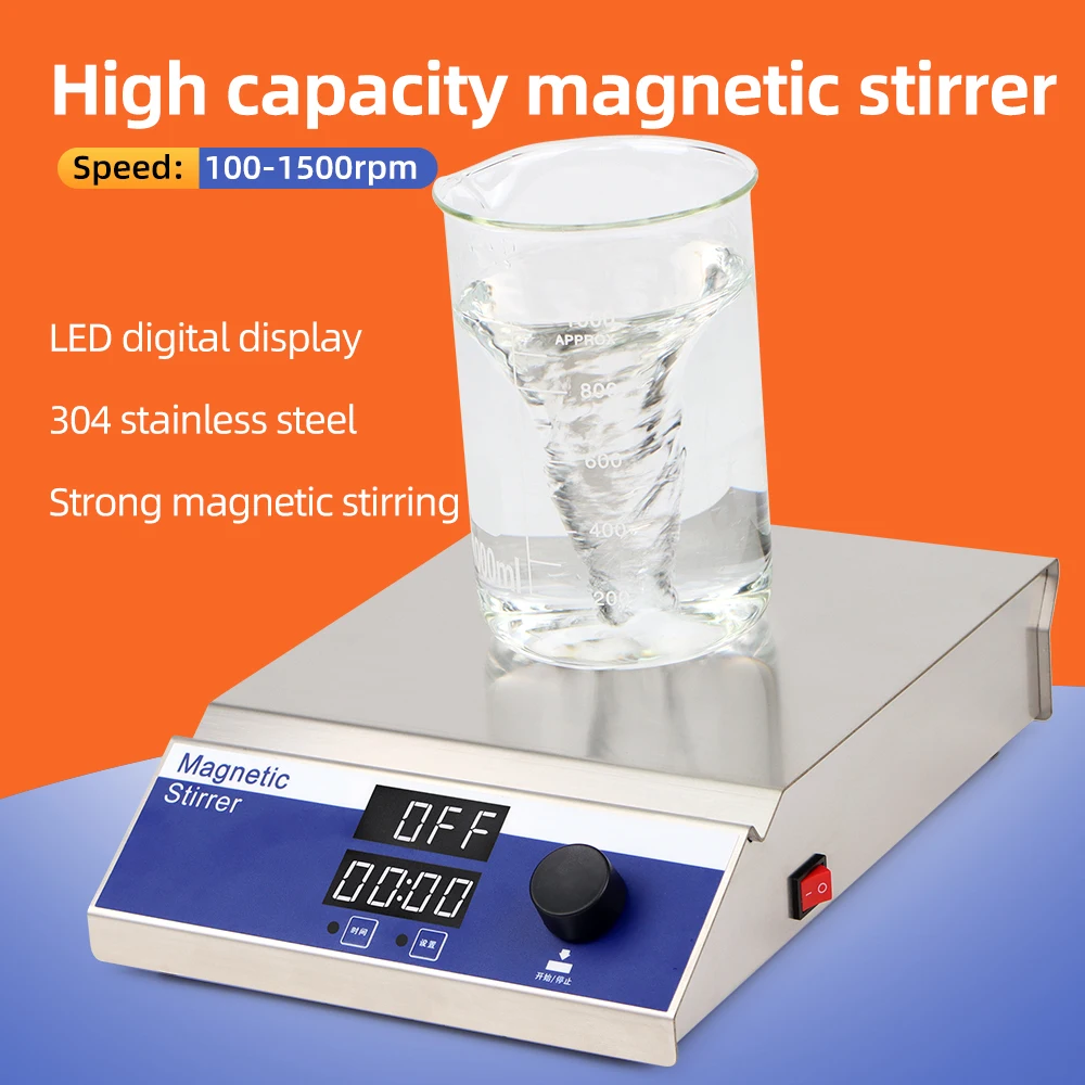 10L High Volume Magnetic Stirrer MS10 Lab Plate with Stir Bars 100-1500 RPM Adjustbable Magnetic Mixer for Scientific Research