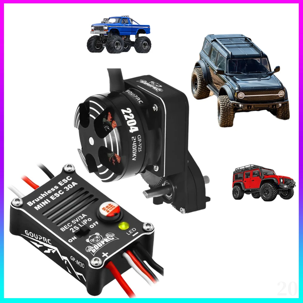 

Бесщеточный мотор 2204 2400KV с трансмиссией и регулятором скорости 30A ESC для радиоуправляемого краулера 1/24 Axial SCX24 (модернизация)