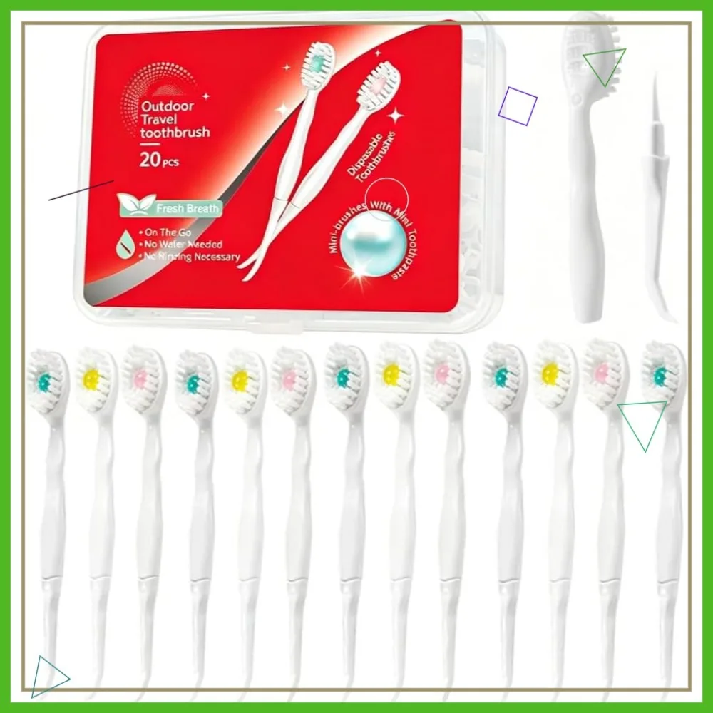 

24-Piece Travel Toothbrush Set with Toothpaste, Tongue Scraper & Pick