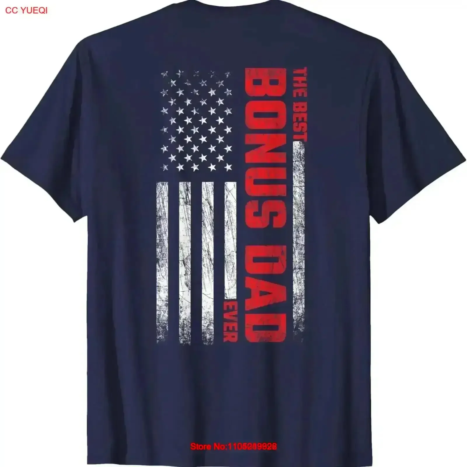 

Bonus Dad American Flag On Back Best Ever T Shirt vintage Washed Stretched graphic Casual Top For Everyday Wear homme fashion