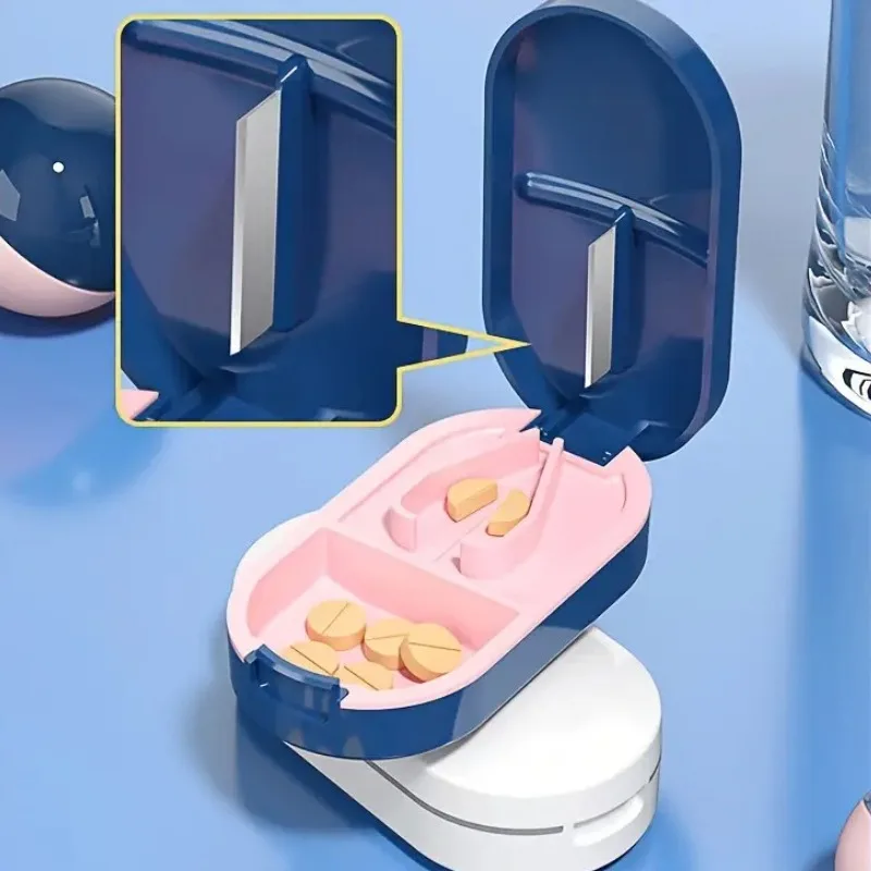 Pill Cutter Portable Pill Splitter with Stainless Steel Blade for Cutting Small or Large Pills Tablet in Half for Travel Use