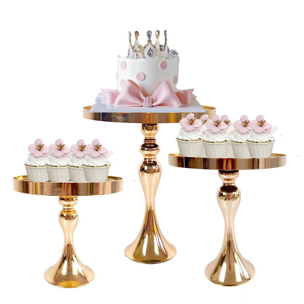 3/5Pcs/lot ake Stands Set Metal Dessert Table Display Cupcake Holder Fruit Plate Cake Serving Tray Wedding Birthday Party  Decor