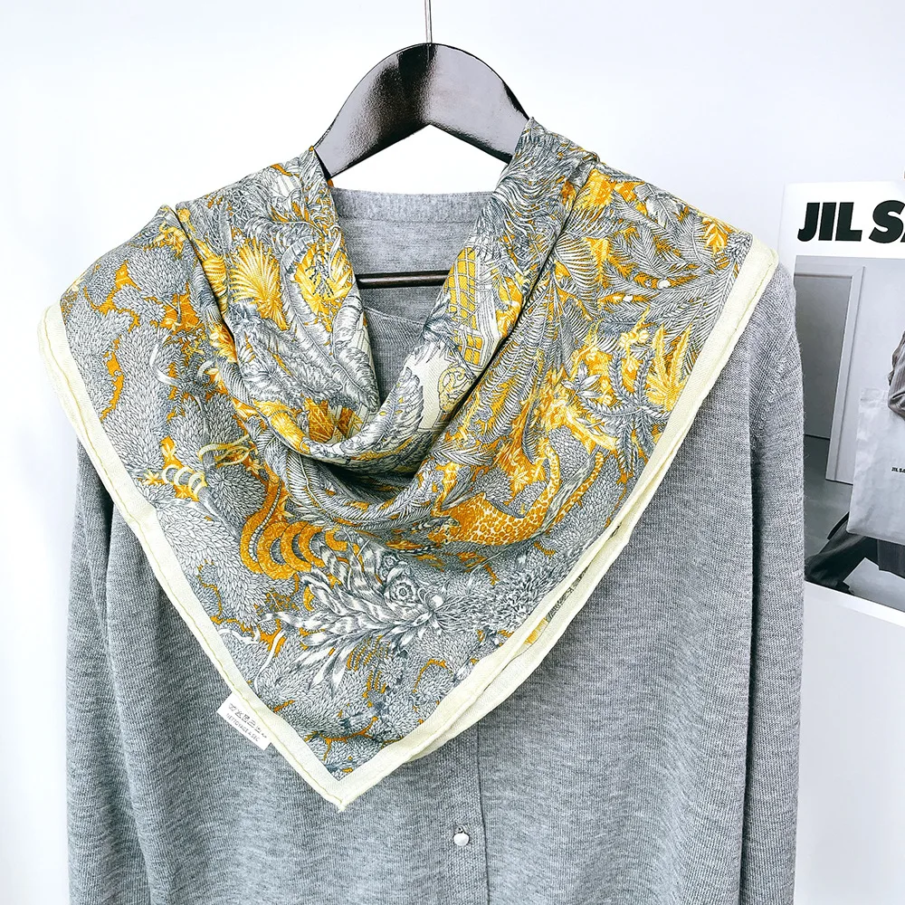 مزدوجة الوجه الحرير وشاح من الصوف 85 سنتيمتر الشتاء الفاخرة اليد رولارد شالات النساء ساحة عصابات الأوشحة الأم هدية الكريسماس