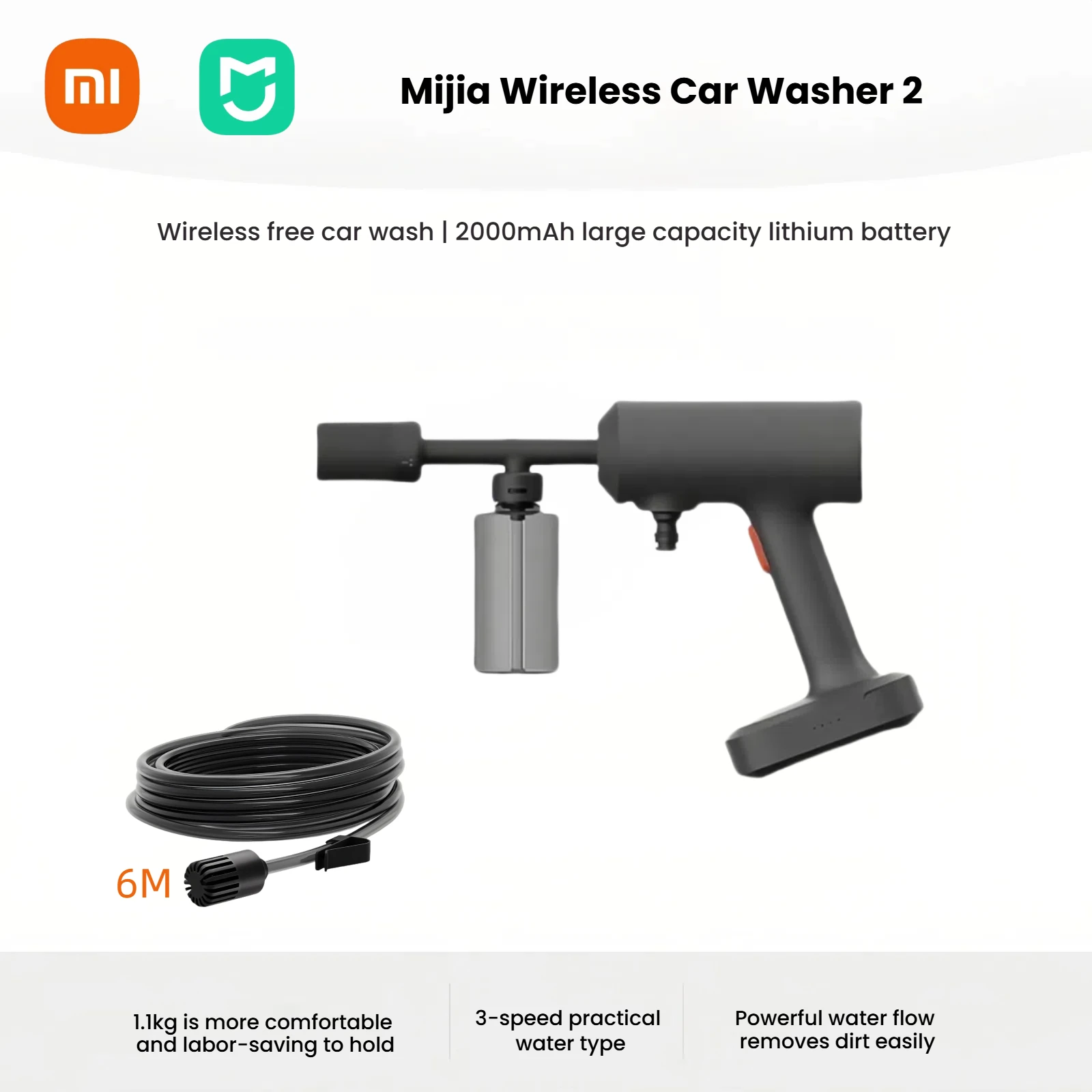 

Беспроводная автомойка Xiaomi Mijia 2–160 л/ч, портативная мощность высокого давления | Портативный портативный многоступенчатый давление воды с быстрой зарядкой