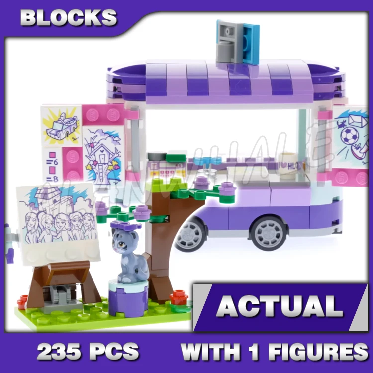 235pcs Friends Heartlake Emma Art Stand Trailer Scooter Paint Caricatures 10852 Building Blocks Sets Compatible With Model