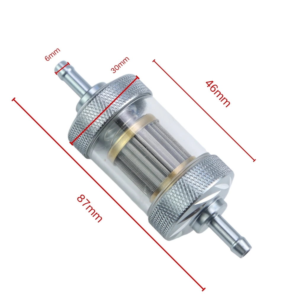 HQ-G15 6mm Inline Fuel Filter Transparent Gas Oil Filter For Motorcycle ATV Generator Small Engine Fuel Line Replacement Parts
