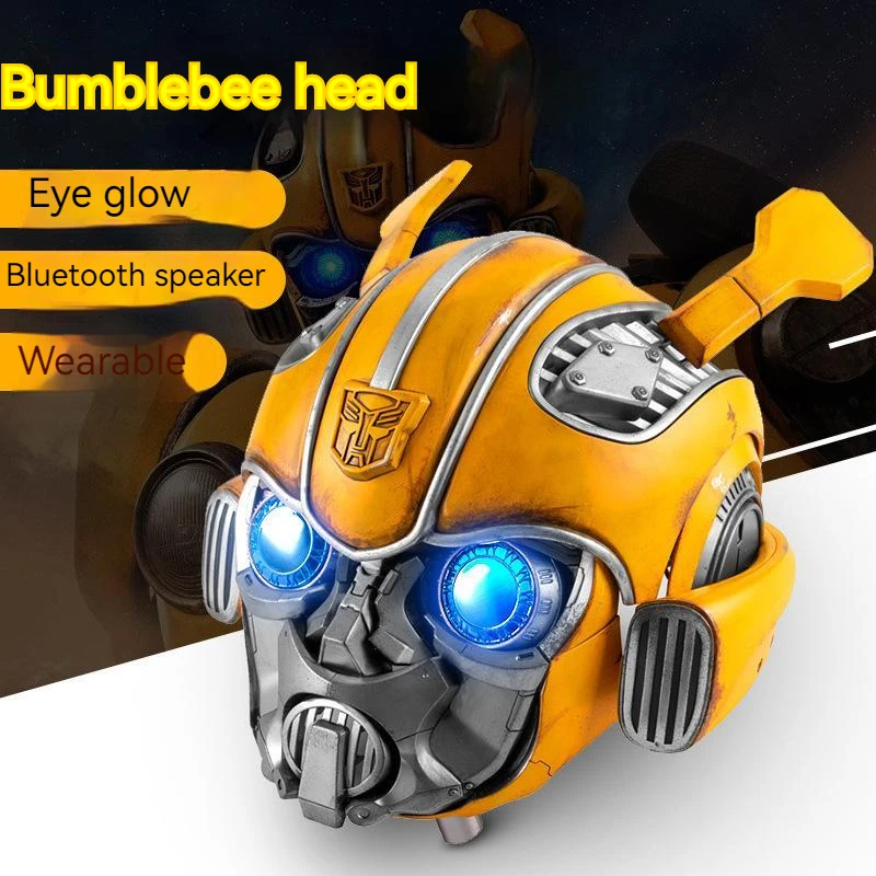 Bumblebee Helmet 1:1 Wearable Q Version Bandai Original Genuine Face Changing With Speakers Model Ornaments Toys