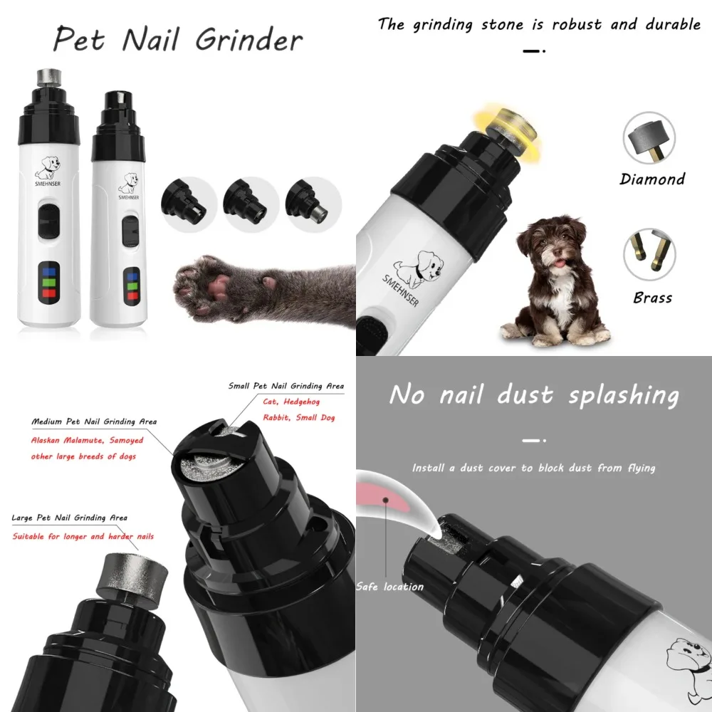 

USB Rechargeable Pet Nail Grinder with Replaceable Cat Dog Nail Clippers, Professional Grooming Trimmer and Paws Nail Cutter